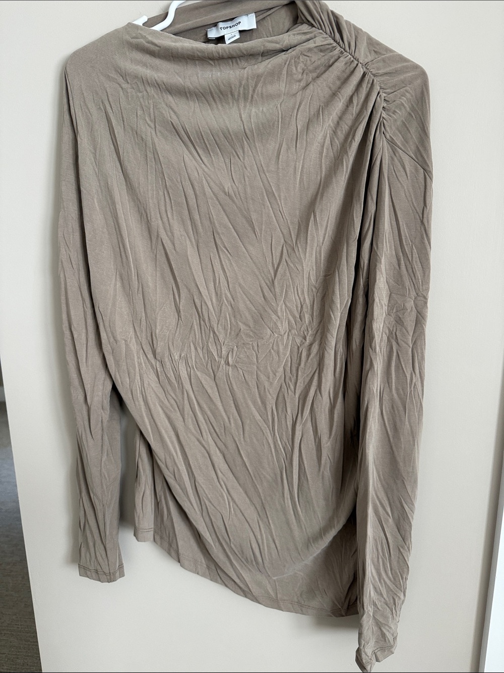 Topshop Taupe Draped Asymmetric Women’s Top